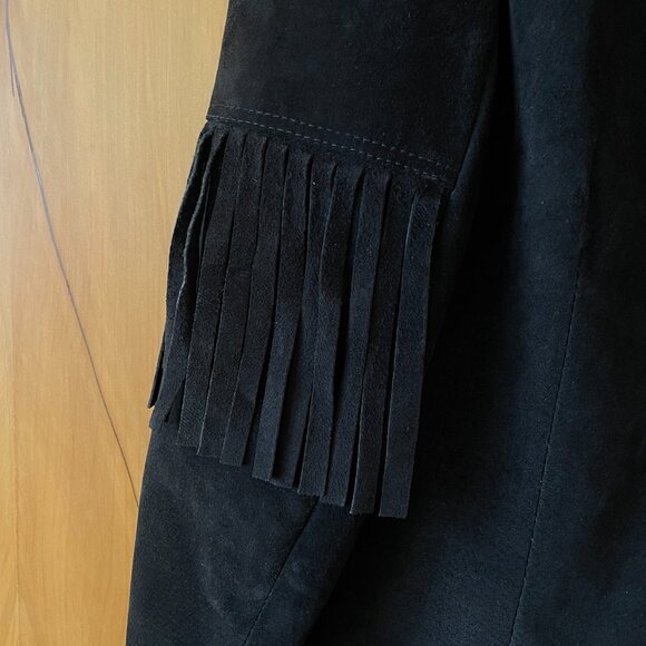 Fringed Black Leather Jacket - Picture 5 of 6